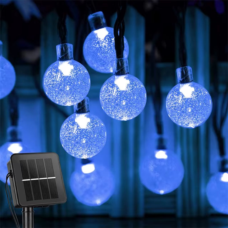 Solar String Lights Outdoor 200 Led Crystal Globe Lights Waterproof Solar Festoon Fairy Light for Garden Christmas Outdoor Decor