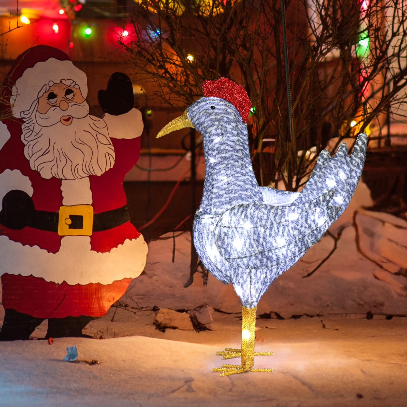 Lighted Chicken Christmas Outdoor Decor Holiday Decoration