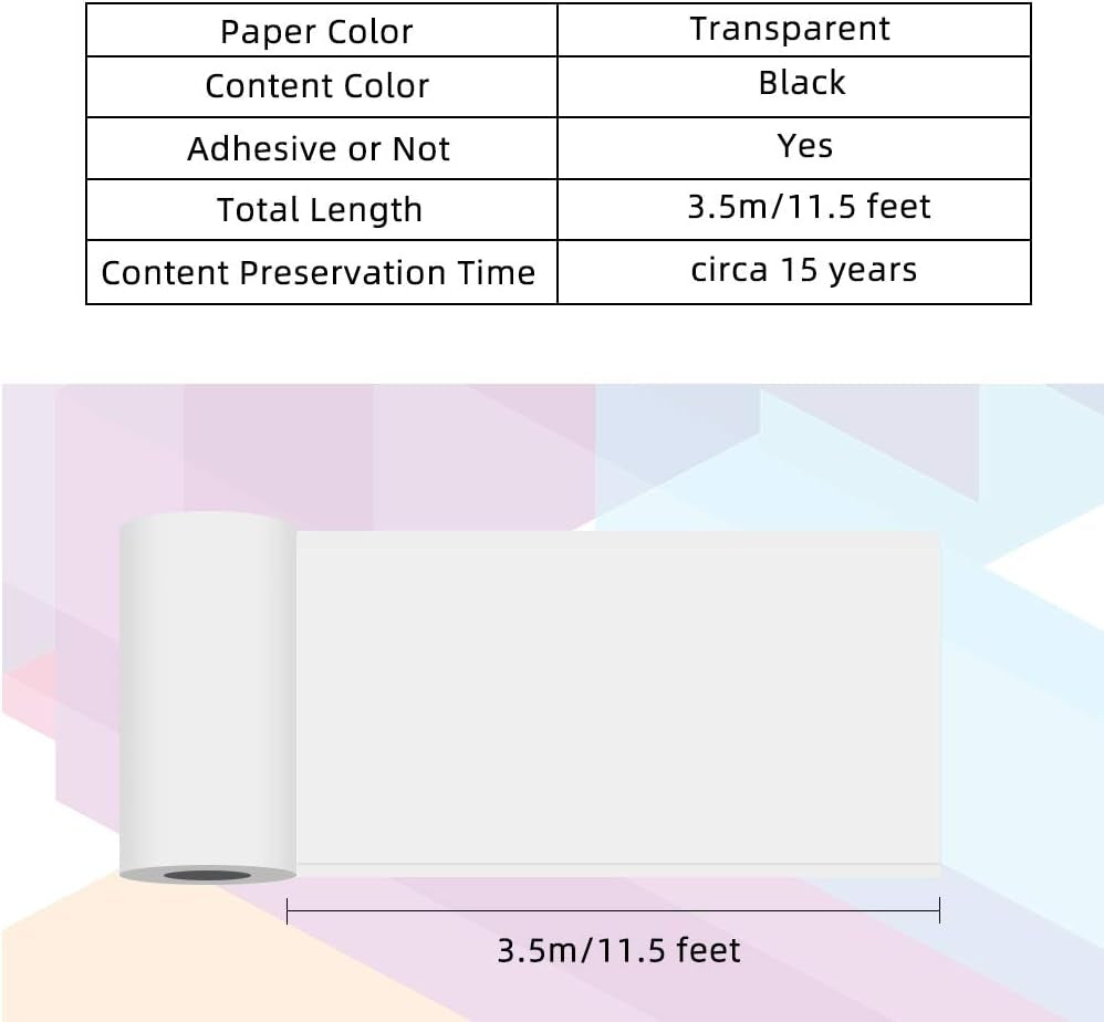Transparent Printer Paper Adhesive Sticker Printer Rolls for  M02 M02S M02 Pro, 3-In-1 Set