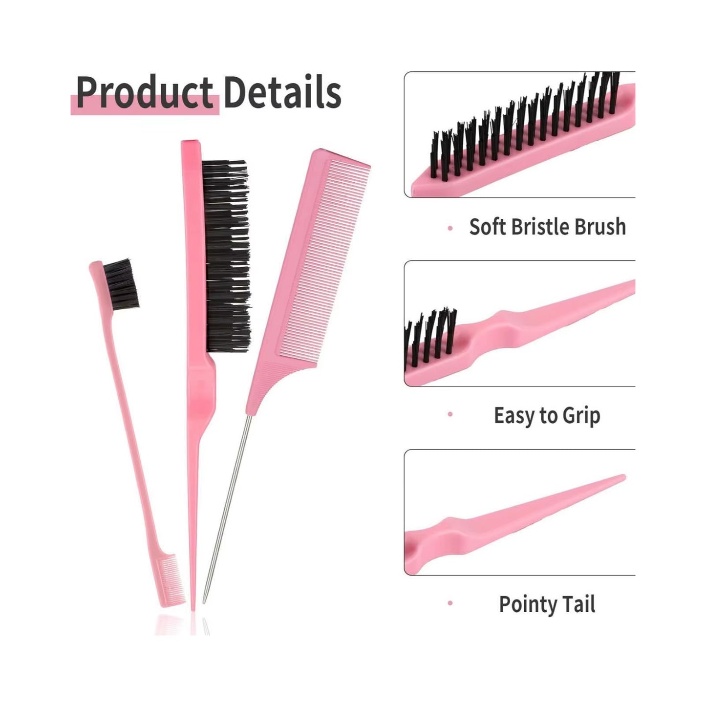 3Pcs/Lot Double Sided Edge Control Hair Comb Hair Styling Hair Brush Accessories New Brush Comb Styling Partition Comb